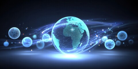 Fototapeta premium glowing spheres orbiting a central core symbolizing diversified assets protecting main capital