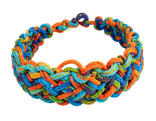 Colorful Woven Bracelet with Intricate Knot Design isolated on transparent background PNG