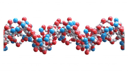Colorful molecular structure with red blue and white spheres
