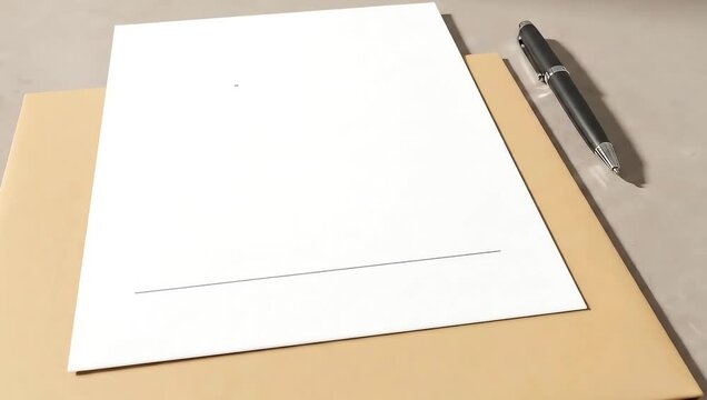 Paper and Pen on a Brown Folder for Writing and Documentation.
