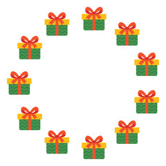 Round Frame with Gift Boxes (Festive Design, Flat) 2