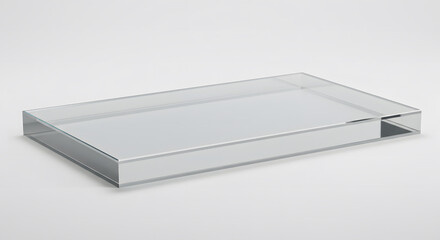 Reflective glass panel with sharp rectangular shape on white background