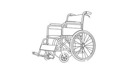 Fototapeta premium Wheelchair one-line art for medical illustrations, healthcare websites, disability awareness campaigns, accessibility resources