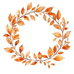 Watercolor Autumn Leaf Wreath Clipart: Rustic Fall Foliage Illustration

