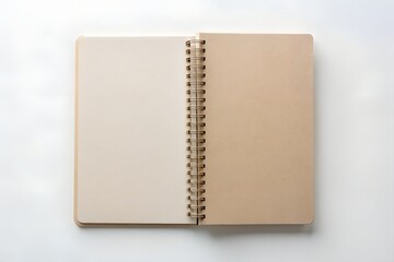 Open spiral notebook with blank pages isolated on white background