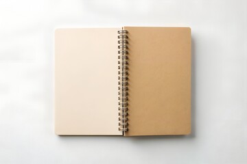 Open spiral notebook with blank pages isolated on white background