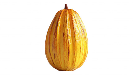 Isolated view of a yellow striped pear shaped vegetable