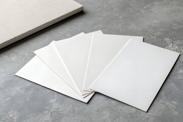 Stack of blank white paper sheets on a textured surface