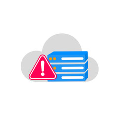cloud server with red warning sign