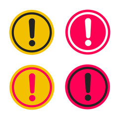 Colorful warning and alert icons set