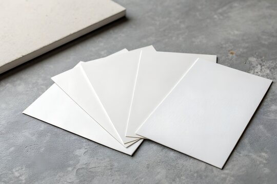 Stack of blank white paper sheets on a textured surface