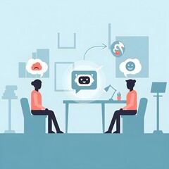 Fototapeta premium Flat Minimalist AI Chatbot Supporting Mental Health Patients