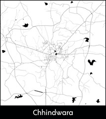 Chhindwara city map, India - Topographic vector map poster