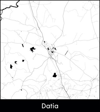 Datia city map, India - Topographic vector map poster