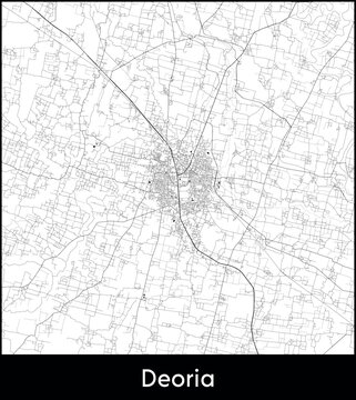 Deoria city map, India - Topographic vector map poster