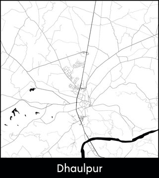 Dhaulpur city map, India - Topographic vector map poster