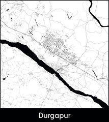 Durgapur city map, India - Topographic vector map poster