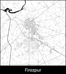 Firozpur city map, India - Topographic vector map poster