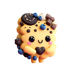 Naklejka premium Cute Kawaii Vegetable and Food Characters Collection PNG 3D