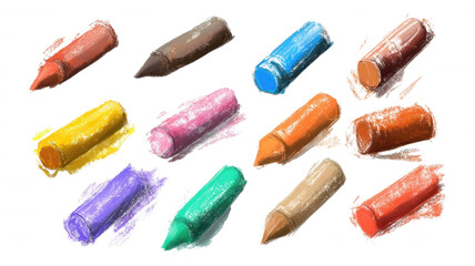 An assortment of colorful crayons on a black background