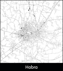 Habra city map, India - Topographic vector map poster