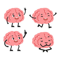 Cartoon Brain Characters with Different Poses