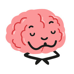 Cartoon Brain Meditating Illustration