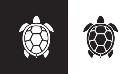Obraz premium Logo Template of a Minimalist Geometric Turtle Vector Icon in Black and White