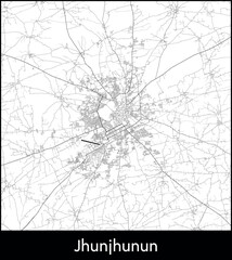 Jhunjhunun city map, India - Topographic vector map poster