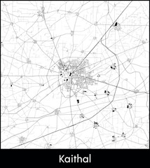 Kaithal city map, India - Topographic vector map poster