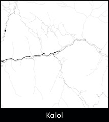 Kalol city map, India - Topographic vector map poster
