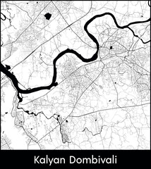 Kalyan Dombivali city map, India - Topographic vector map poster