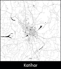 Fototapeta premium Katihar city map, India - Topographic vector map poster
