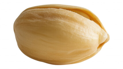 Close up of a single shelled pistachio nut on black backdrop