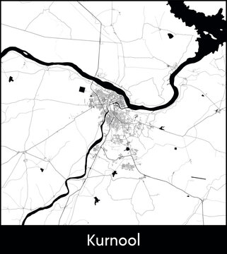 Kurnool city map, India - Topographic vector map poster