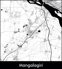 Fototapeta premium Mangalagiri city map, India - Topographic vector map poster