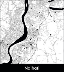 Naihati city map, India - Topographic vector map poster