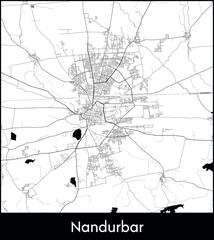 Nandurbar city map, India - Topographic vector map poster