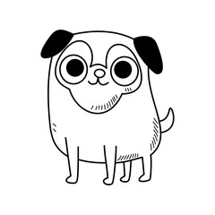 Cute Pug Dog – Minimal Line Drawing