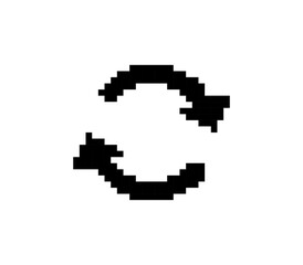 Obraz premium Pixelated Symbol of Rotation Resembling Two Curved Arrows on White Background