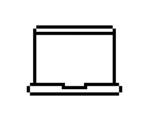 Pixelated Laptop Illustration in Black and White Style for Technology