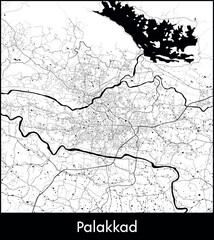 Palakkad city map, India - Topographic vector map poster