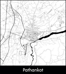 Pathankot city map, India - Topographic vector map poster