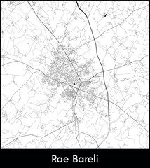 Rae Bareli city map, India - Topographic vector map poster