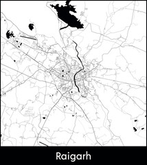 Raigarh city map, India - Topographic vector map poster