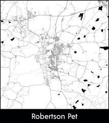 Robertson Pet city map, India - Topographic vector map poster