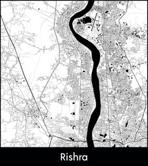 Rishra city map, India - Topographic vector map poster