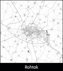 Rohtak city map, India - Topographic vector map poster