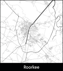 Roorkee city map, India - Topographic vector map poster