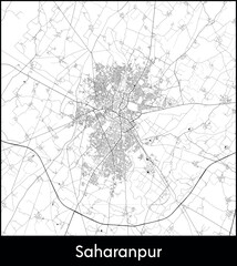 Obraz premium Saharanpur city map, India - Topographic vector map poster